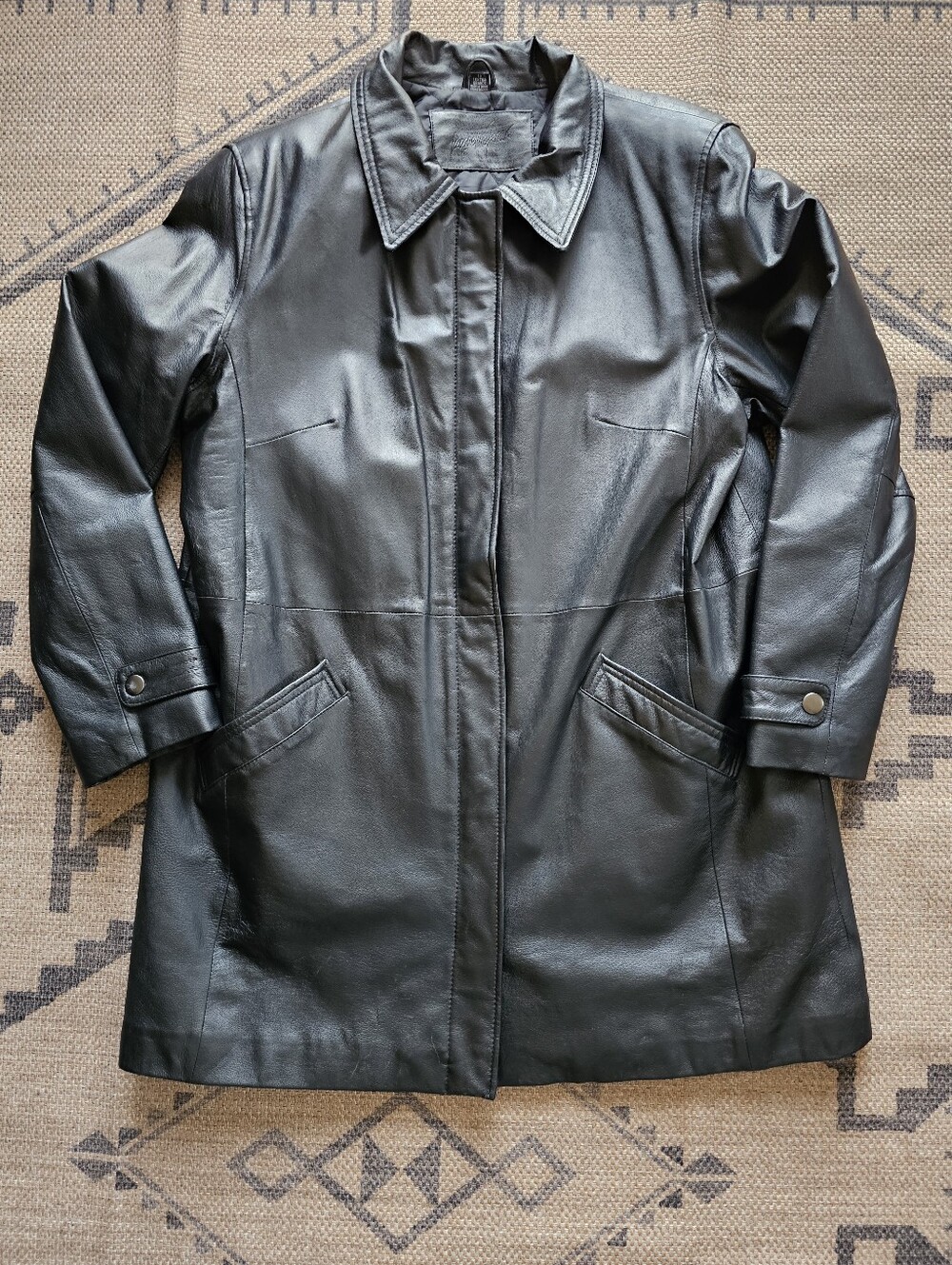 Vintage Jacqueline Ferrar Leather Trench Coat 90s Y2K